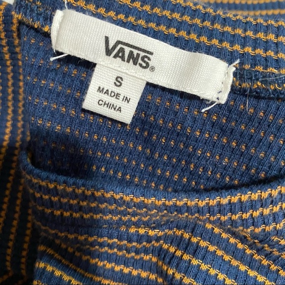 Vans Navy Beige Striped Long Sleeve Dress - Picture 3 of 4